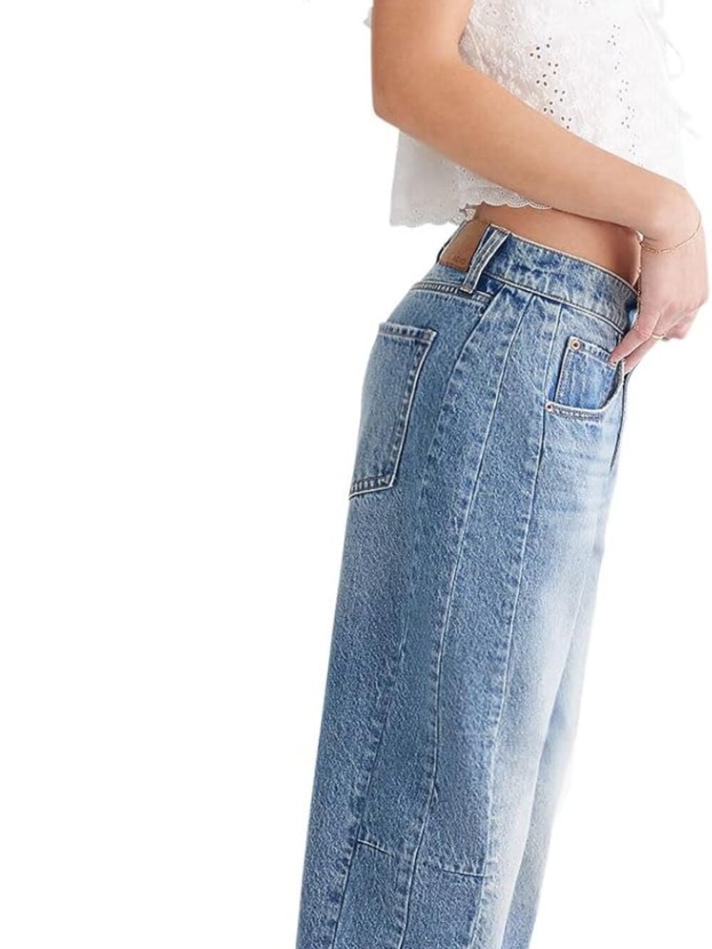 ✨ NWT Aeropostale Mid Rise Barrel Leg Jeans Medium Wash Size 0 Trendy Denim - Picture 5 of 5
